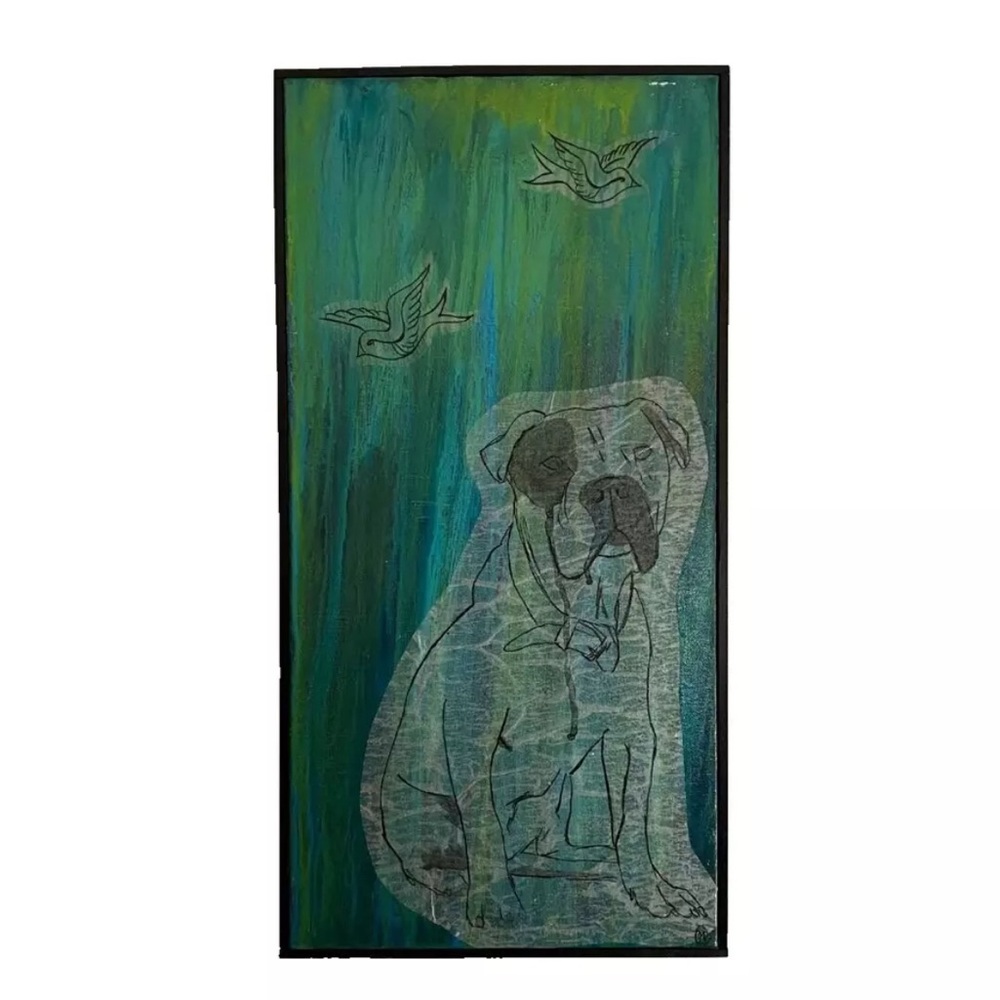Bulldog Painting, Original Acrylic on Canvas Artwork, Handmade OOAK Pet Portrait